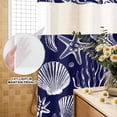 thumbnail image 3 of No Hook Shower Curtain, Navy Blue Coastal Shower Curtains for Bathroom with See Through Top Window, Summer Beach Ocean Coral Shell Starfish Waterproof & Washable Bath Curtain Stand Up Stall 36"x72", 3 of 9