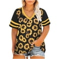thumbnail image 1 of Pompotops Hauts Décontractés pour Femmes Grande Taille Mode Imprimé Col en V Chemise à Manches Courtes Blouse, 1 of 9