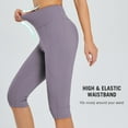 thumbnail image 4 of BALEAF Capri Leggings for Women with Pockets Knee Length Capris Pants Tummy Control Yoga Workout Exercise Casual Light Purple S, 4 of 7