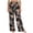 Khaki, variant on Womens Elastic High Waisted Palazzo Pants Leaf Printed Casual Beach Wide Leg Trousers with Pockets