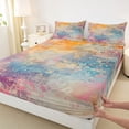 thumbnail image 3 of Feelyou Chic Abstract Ombre Twin Sheet Sets for Women, Vintage Fashion Art Twin Fitted Sheet, Fashion Watercolor Flat Sheet, Super Cozy Room Decor, 3-Piece, 3 of 7
