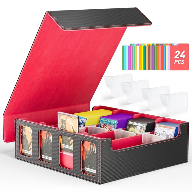 Caja de almacenamiento de tarjetas coleccionables Flooyes Caja de almacenamiento de tarjetas roja
