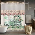 thumbnail image 5 of No Hook Shower Curtains with Snap-in Liner Set, Eucalyptus Trucks Waterproof Hotel Style Bathroom Shower Curtain, Spring Rustic Floral Wooden Burlap Breathable Mesh Top Window Bath Curtains 72''x72'', 5 of 9