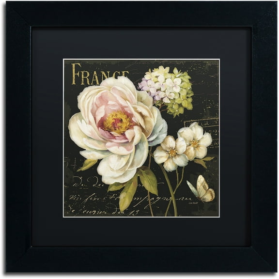 Trademark Fine Art "Marche de Fleurs on Black" Canvas Art by Lisa Audit, Black Matte, Black Frame