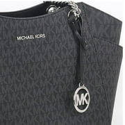 Michael Kors Womens PVC and Leather Jet Set Travel Large Chain Shoulder Tote Bag, Black
