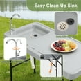 thumbnail image 2 of Ktaxon Portable Folding Table Fish Fillet Hunting Cleaning Cutting Camping Picnic with Sink Faucet, Gray, 2 of 9