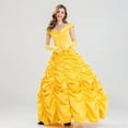 thumbnail image 3 of HAWEE Costume de Princesse Blle pour Femme, Robe Jaune de Fête d'Halloween avec Gants, Jupons, 3 of 6