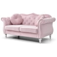 thumbnail image 2 of Velvet Loveseat, 68" Wide, Dark Gray - Hollywood Regency Style Sofa, 2 of 5