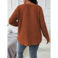 thumbnail image 3 of Women'S Plus Size Casual Knitted V-Neck Long Sleeve Sweater Orange Color XXXL, 3 of 8