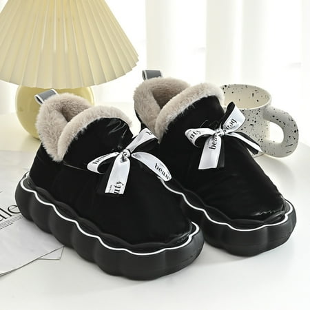 

Men Ladies Padded Cotton Slippers Comfortable Home Shoes——Black || 40-41