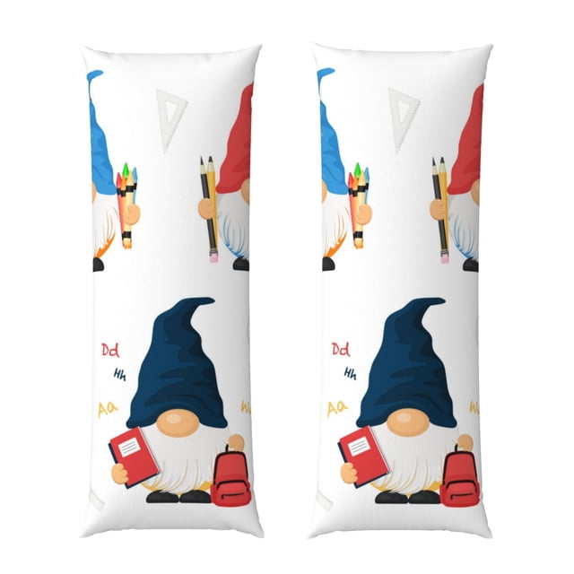 Balery School Cute Gnomes Funda Protectora para Almohada Corporal de Algodón Hipoalergénico con Cierre(55 x 21 pulgadas), Almohadas No Incluidas