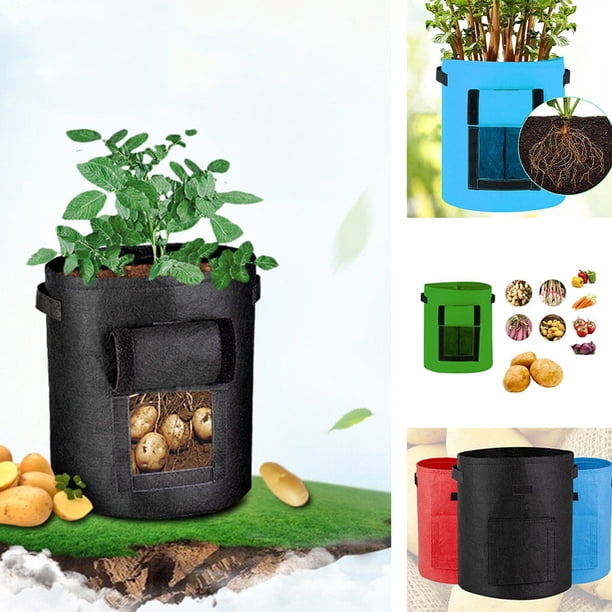 Sac à Plantes 30L Géotextile - 5 Sacs Pour Pommes De Terre, Tomates Et Légumes - Réutilisables