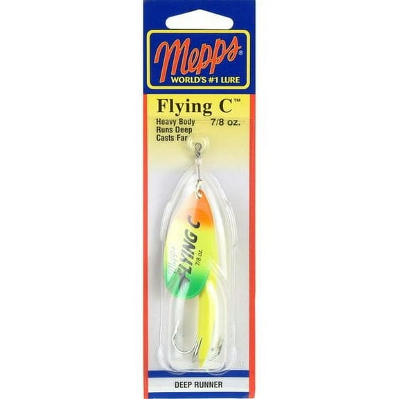 Mepps Flying C Treble Hook Inline Spinner, Hot Chartreuse with Hot Fire tiger Blade