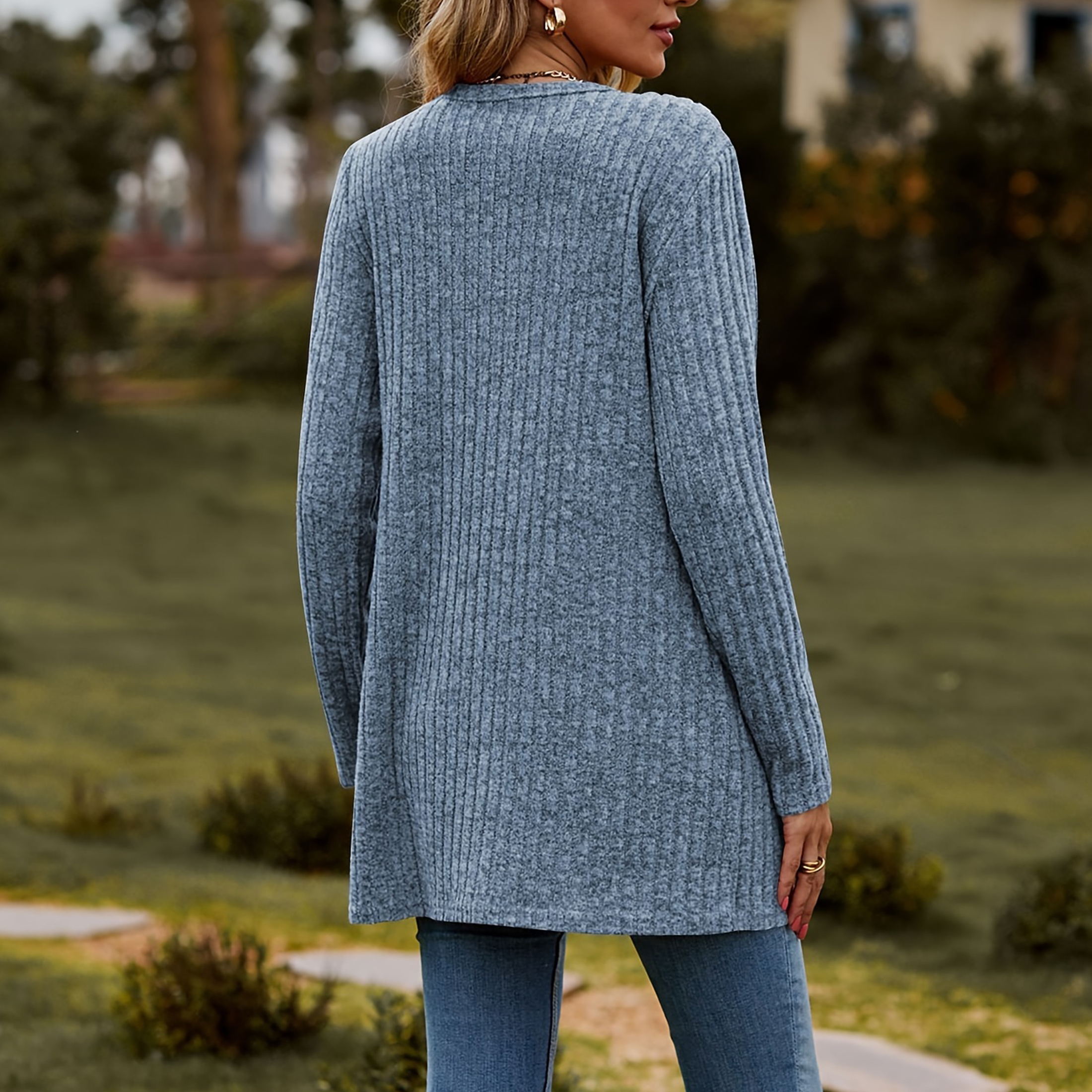 AELand Women's Long Sleeve Cardigan Sweater, Lightweight photo 3