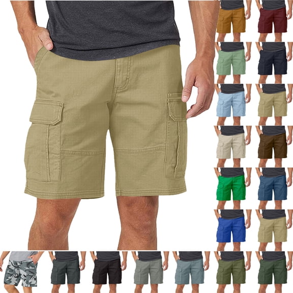 Mens Classic Relaxed Fit Jean Shorts Boys Pocket Solid Color Casual Five Point Casual Shorts Beige Summer Denim Cargo Shorts
