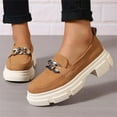 thumbnail image 4 of SACFOF Womens Slip On Penny Loafers Platform Chunky Loafer Lug Sole Suede Work Business Casual Dress Uniform Oxfords with Metal Chain, 4 of 6