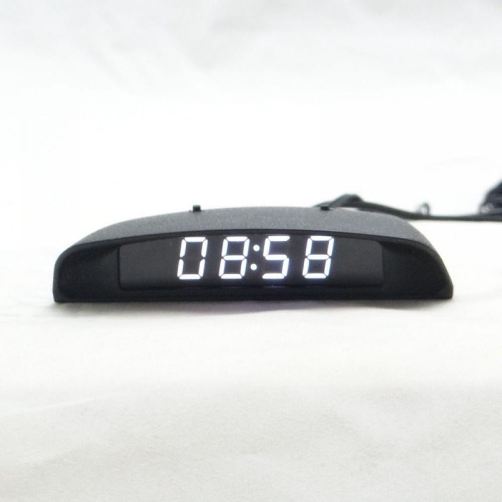 Car Onboard Electronic Clock Ultra-Thin Thermometer Voltage Meter Blue Font Luminous Display 