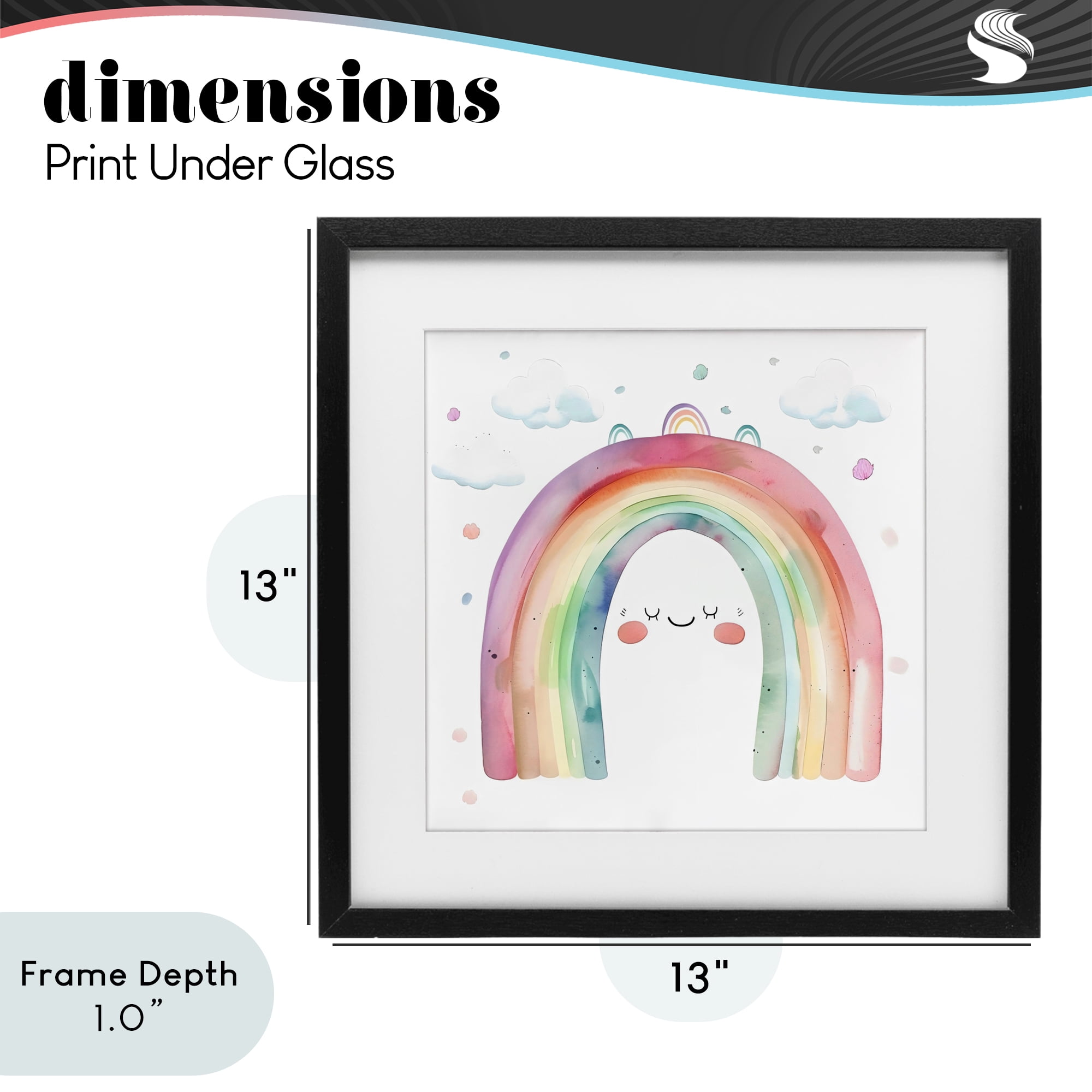 Stupell Industries Cute Smiling Rainbow Black Framed Print Under Glass, design by Creative Studio