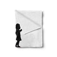 thumbnail image 2 of Mushroom Soft Flannel Fleece Throw Blanket, Silhouettes of 2 Little Girl on Huge Toadstool, Cozy Plush for Indoor and Outdoor Use, 50" x 60", Vermilion Grey, by Ambesonne, 2 of 5