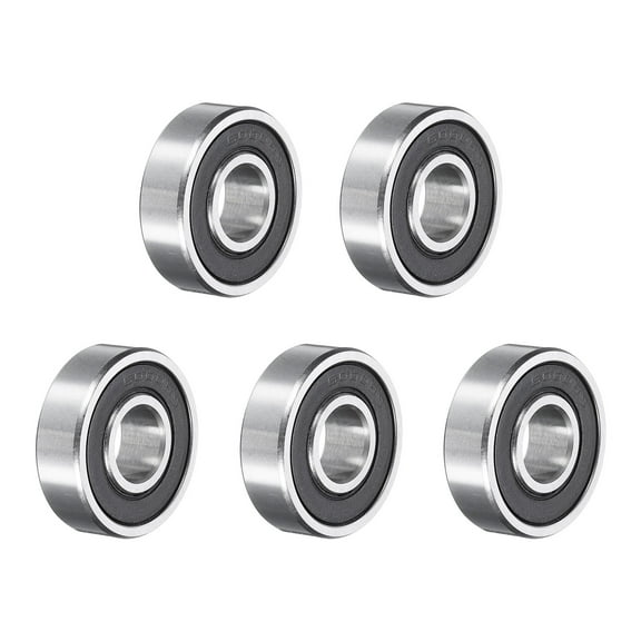 Uxcell 5pcs 6000RS Deep Groove Ball Bearings 10 x 26 x 8mm Carbon Steel Double Sealed Bearings for Electric Motor, Silver Tone