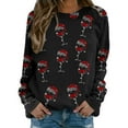 thumbnail image 1 of toraway Chandails en Molleton pour Femmes avec Capuche Imprimé Joyeux Noël Col Rond Chandail Décontracté Manches Longues Blouse Ample L, 1 of 4