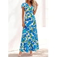 thumbnail image 5 of PRETTYGARDEN Womens Summer Floral Maxi Dresses Spring Short Sleeve Ruffle V Neck Flowy Boho Long Beach Vacation Sundress, 5 of 8
