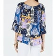 thumbnail image 2 of Style & Co Womens Petite Printed Off The Shoulder Top,Patchwork Breez,Large Petite, 2 of 2