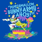 Boys Toy Story Easter Buzz Lightyear and Aliens Marshmallow Bunny Army Ahoy Graphic Tee Royal Blue Small