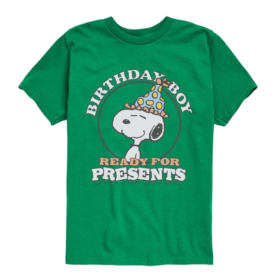 Peanuts - Snoopy Birthday Presents Boys' Short Sleeve Graphic T-Shirt