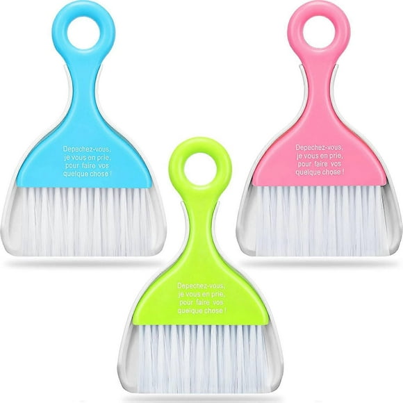 3 Pieces Mini Dustpan Set Brush for Table Whisk Brooms Small Dustpan Mini Broom Set Mini Dust Pans with Brush Tiny Cleaning Table Broom Sweep Brush Cl