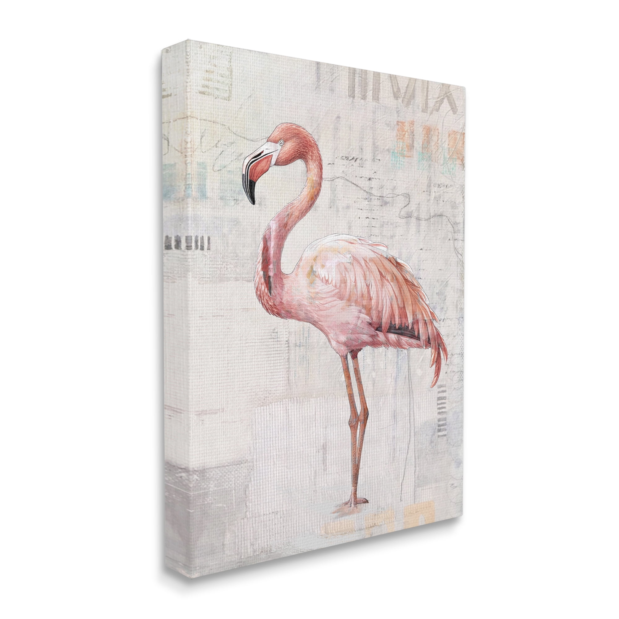 Stupell Industries Flamingo Collage Portrait Animals & Insects Painting Gallery Wrapped Canvas Art Print Wall Art, 30 x 40
