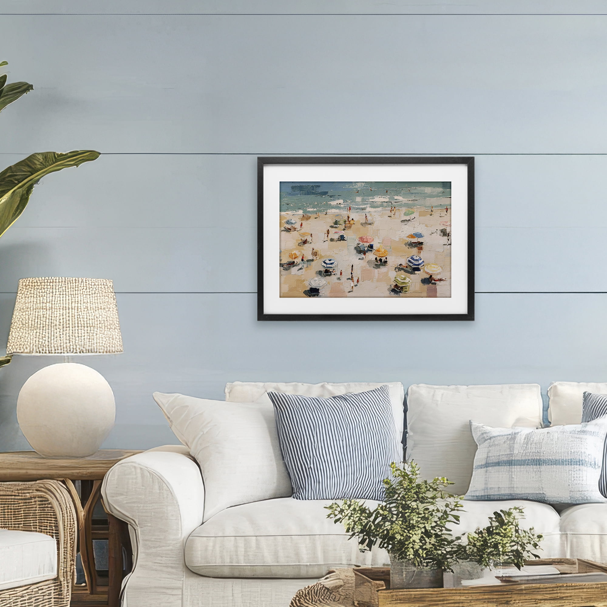 Stupell Industries Summer Beachgoers Expression Black Framed Print Under Glass, design by Jacky Ngan