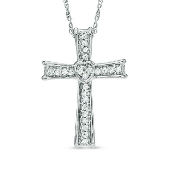 1.00 T.C.W Round Cut VS1 Real Diamond Beautiful Cross Pendant Necklace for her Solid 14K White Gold With 18 inches chain