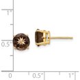 thumbnail image 2 of 14K Yellow Gold 7mm Round Smoky Quartz Earrings (7 X 7) Made In United States xe74sq, 2 of 4
