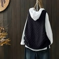 thumbnail image 4 of Delayuji Women's Knitted Sweater Vest Solid Color Hollow Pullover Vest Loose Casual Vest Womens Fashion Sweater Black, 4 of 7