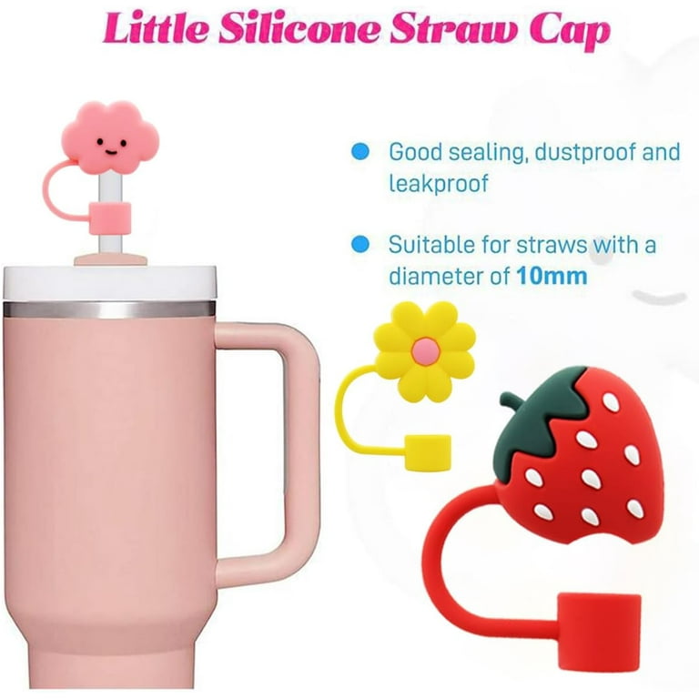 4pcs/6pcs Cute Flower Straw Cover for 30&40oz Stanley Cup - Dustproof &  Splash Proof Silicone Straw Topper Cap - 8-10mm Straw Compatible -  Decorative