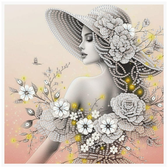 Grey and White Lady Diamond Art Painting Kit