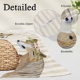 thumbnail image 3 of Farmhouse Striped Throw Pillow Covers, Watercolor Horse Flower Leaf Beige Soft Breathable Pillow Cases with Invisible Zipper for Sleeping, King Size Pillowcases for Couch Bed Sofa Chair 20x36 Inches, 3 of 9