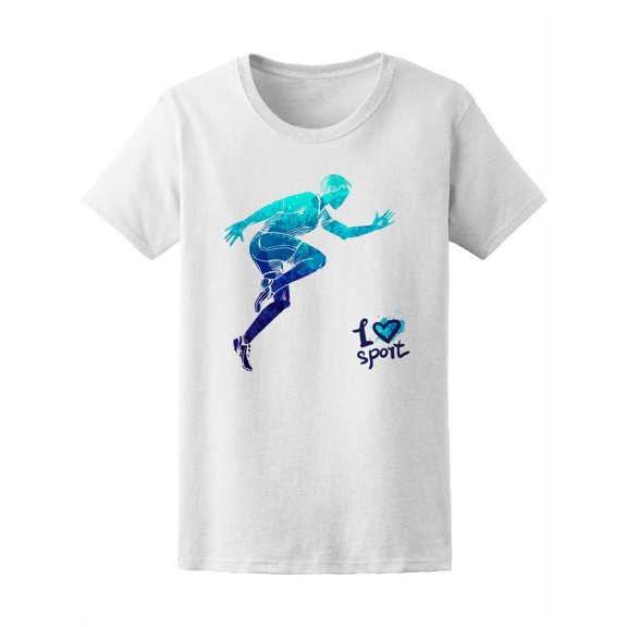 Silhouette Of Running Man Sport T-Shirt Women -Image by Shutterstock, Female Large