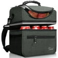 thumbnail image 1 of Sac à Lunch Très Grand - 13 L/ 22 Canettes, Isolé et Étanche, Boîte Bento Réutilisable pour Préparation de Repas, Fourre-Tout Réfrigérant pour Hommes et Femmes avec Double Compartiment par Tirrinia, Charbon, 1 of 4
