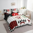 thumbnail image 3 of Manfei Cartoon Santa Claus Twin Bedding Sets 7-Piece for Child, Merry Christmas Bedding Comforter Set, Patchwork Plaid Reversible Sheet Sets, Microfiber Bedroom Decor, 3 of 7