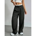 thumbnail image 2 of Womens Baggy Wide Leg Pants Casual Stripe Elastic Waisted Palazzo Harem Pants with Pockets Black L, 2 of 5