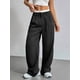 thumbnail image 4 of Pantalones Anchos y Holgados para Mujer, Estilo Palazzo Harén, Informales, A Rayas, con Cintura Elástica y Bolsillos Negro M, 4 of 7