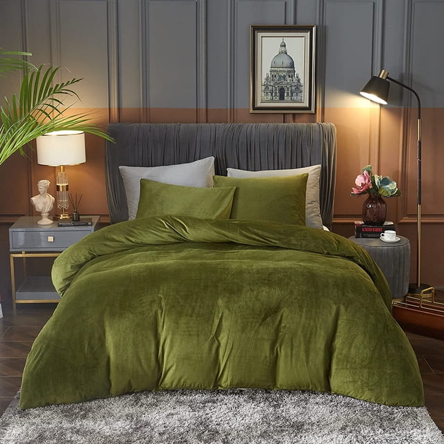 Franela Funda Nórdica King Size Verde Oliva Funda Nórdica Ultra Suave Transpirable