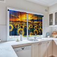 thumbnail image 5 of Summer Painting Sunflower Flower Kitchen Curtains, Colorful Blue Contemporary Short Window Curtains Set of 2, Window Treatment Tier Curtain for Kitchen Over Sink Dining Room Decor (26x36 Inch), 5 of 6