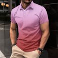 thumbnail image 2 of USNSM Men's Gradient Printed Button Down Shirt Cotton Short Sleeve T Shirt Moisture Wicking Tee Shirt Lapel Lightweight Summer Tops Pink XXL, 2 of 6