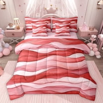 Feelyou Red Ink Watercolor Bedding Comforter Set 7pcs, Modern Abstract Ombre King Bedding Sets, Chic Minimalism Fashion Reversible Bed Sheets, Super Cozy Room Decor