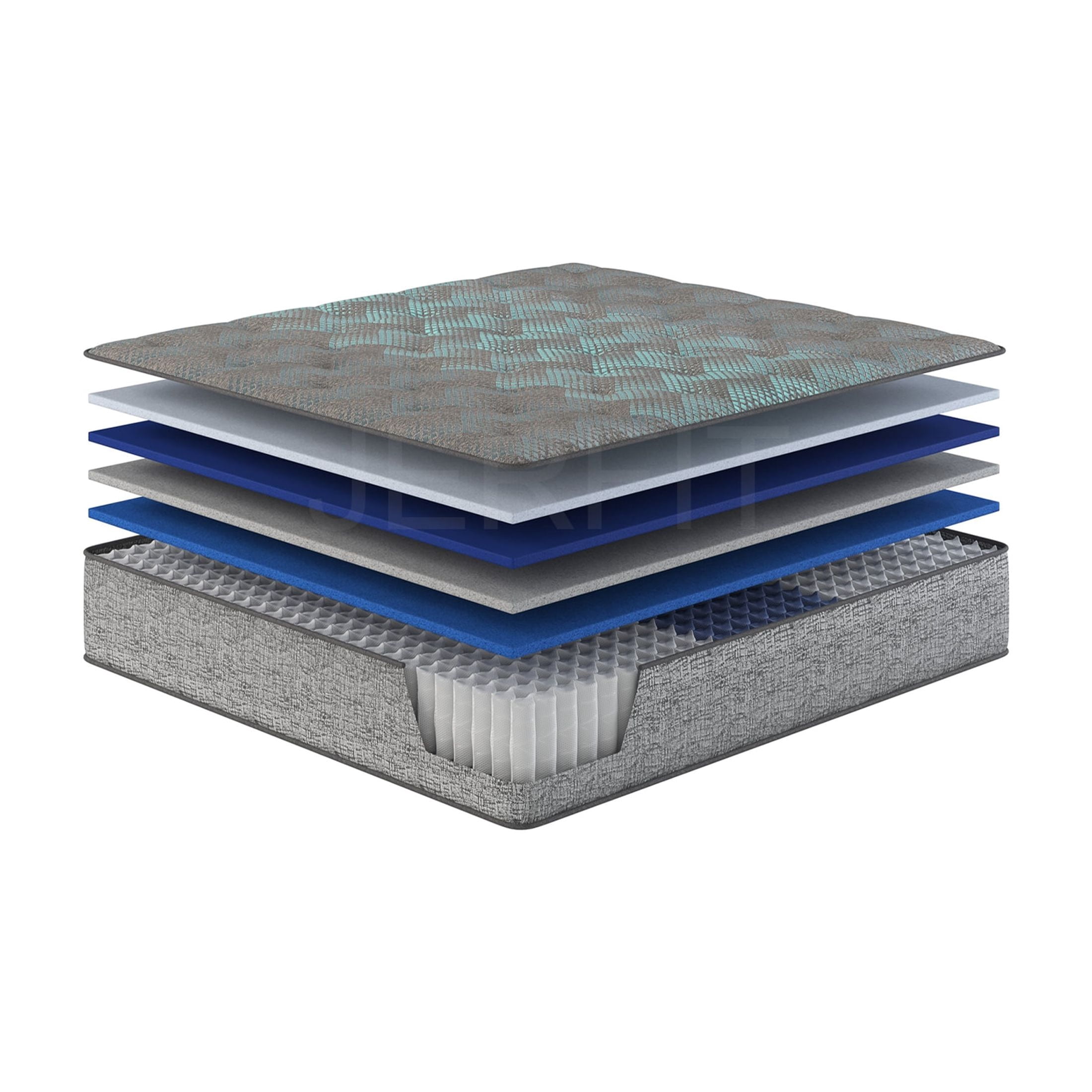 JERFIT 11 Inch King Hybrid Mattress, Medium Firm Gel Memory Foam, Pocketed Coils for Motion Isolation, Cooling Edge Support, Grey Blue