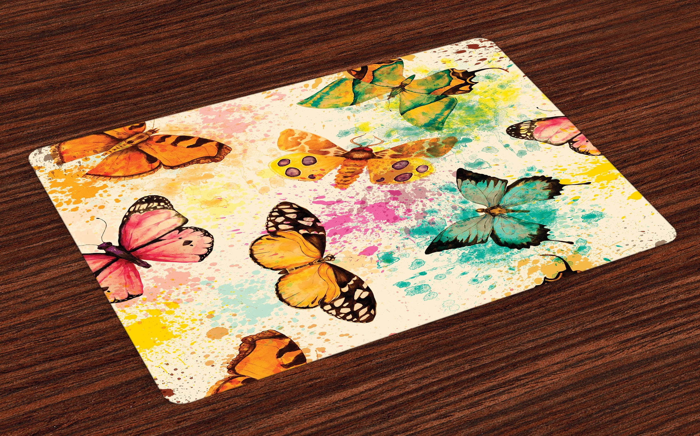 Butterfly Placemats Set of 4 Watercolor Murky Grungy Butterflies with