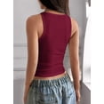 thumbnail image 4 of Women'S Square Neck Sleeveless Knit Ribbed Fitted Casual Crop Tank Top Wine Red XL, 4 of 8